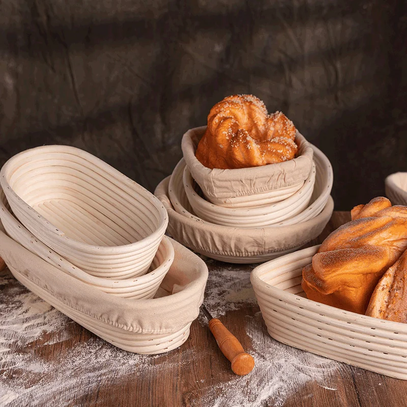 Brot Rattan Gärkorb Oval/Runde Handgemachte Rattan Weide Backen Schüssel Backen Werkzeuge einstellen Hause GäSprosse Backen Werkzeuge