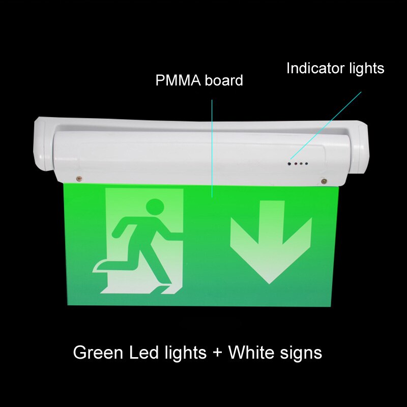 Ingebed Pmma Sfety Exit Led Licht Plafond Wandmontage Brand Noodverlichting Groene Lichten Wit Patronen Custom Signs