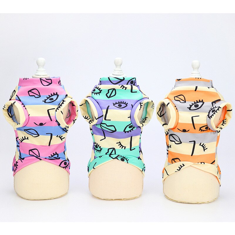 Printed Dog Shirt Graffiti Dog Clothes for Chihuahua French Bulldog Outfit Summer Spring Pet Costume