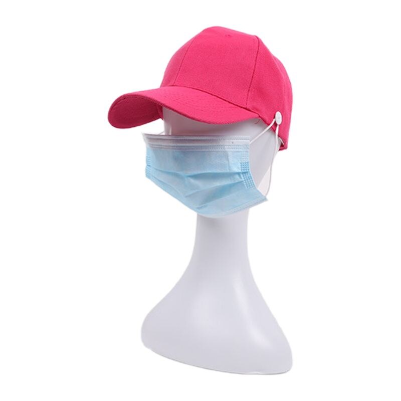 Unisex Heldere Effen Kleur Baseball Cap Met Knoppen Gezichtsmasker Houder Bescherm Oren Outdoor Sport Verstelbare Snapback Hoed: C