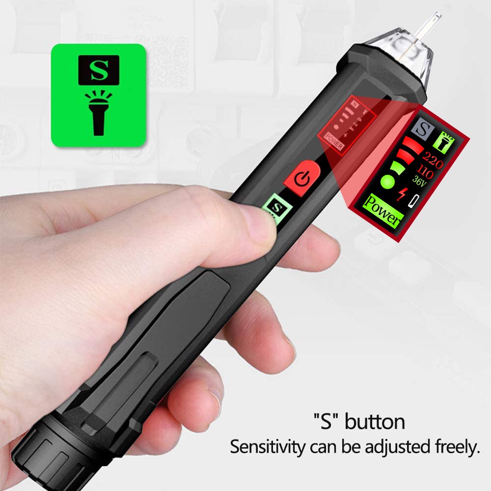 Digital Non-contact Voltage Tester Pen Handheld High Sensitivity AC Voltage 12V/48V~1000V Tester Alarm with Flashlight