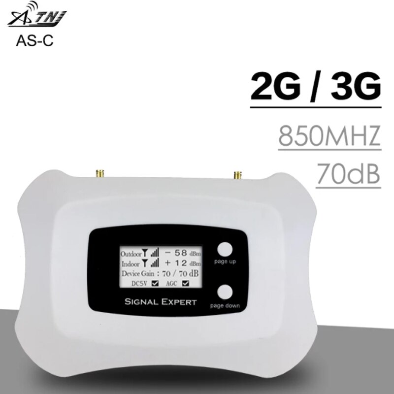 Smart LCD Display CDMA 850mhz Mobile Phone Signal Repeater 850 Mhz 3G UMTS Cellular Signal Booster Amplifier Antenna 70dB Gain