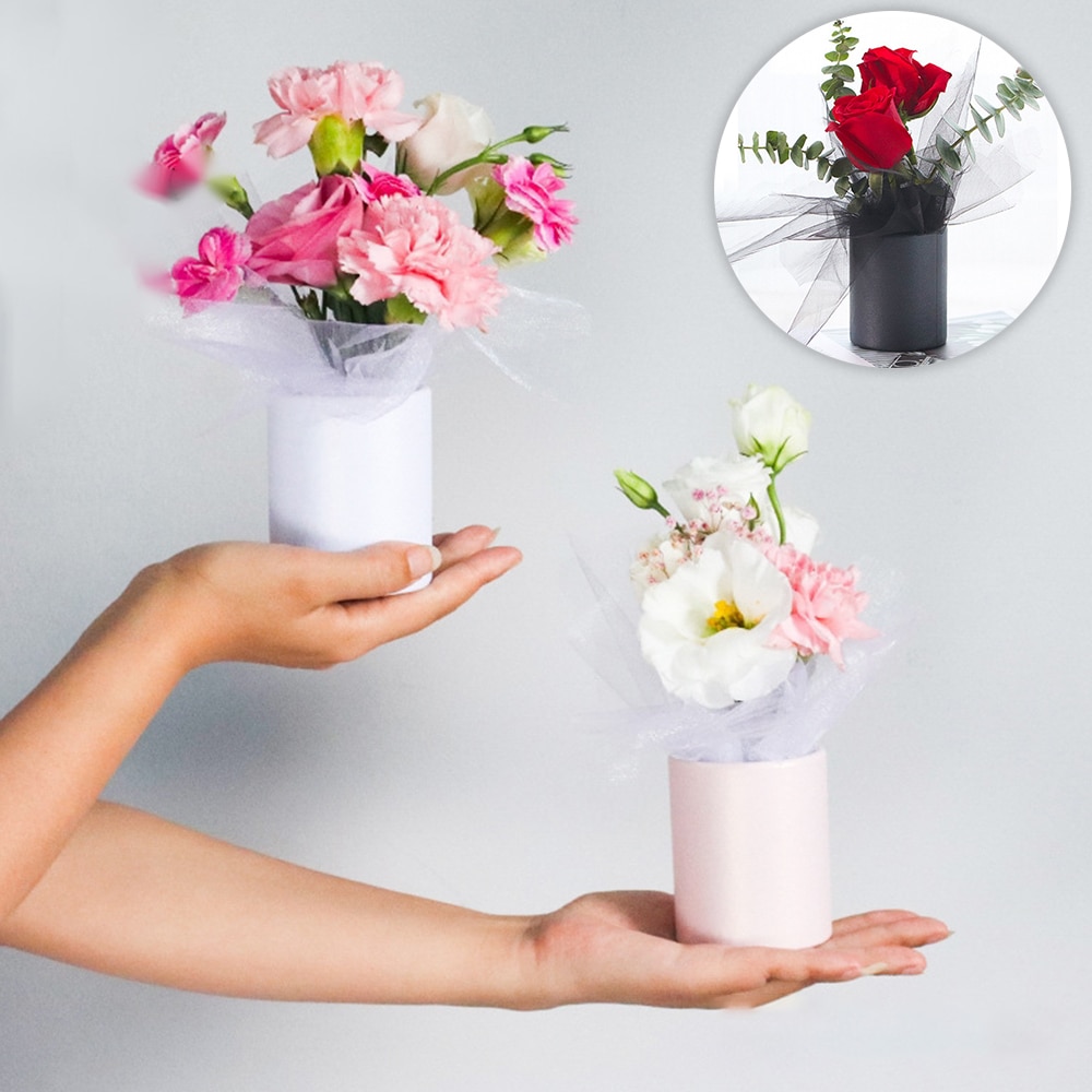 Mini blomlåda förtjockat papper praktisk väska kraft handväska rumsdekor bröllopsros festlåda förpackning för födelsedagsfest