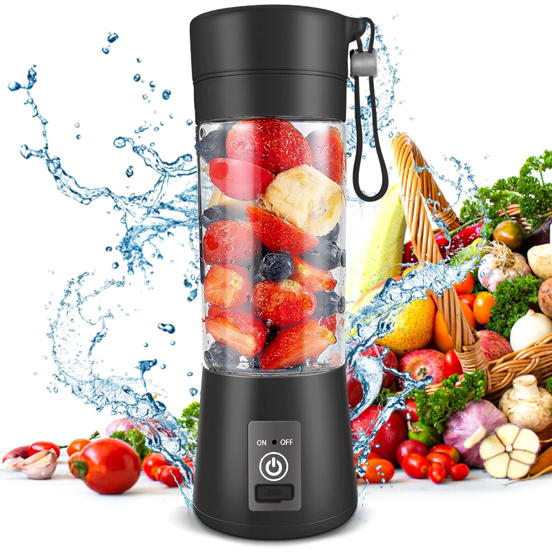 Bärbar mixer, personlig mixer med usb-laddningsbar funktion, minimixer för shakes och smoothies, stark skärkraft med 6 blad