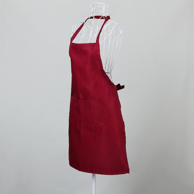 Canvas Cotton Aprons Canvas Pockets Baking Chefs Kitchen Cooking Apron фартук кухонный Chefs With Hat Household Merchandises: wine red