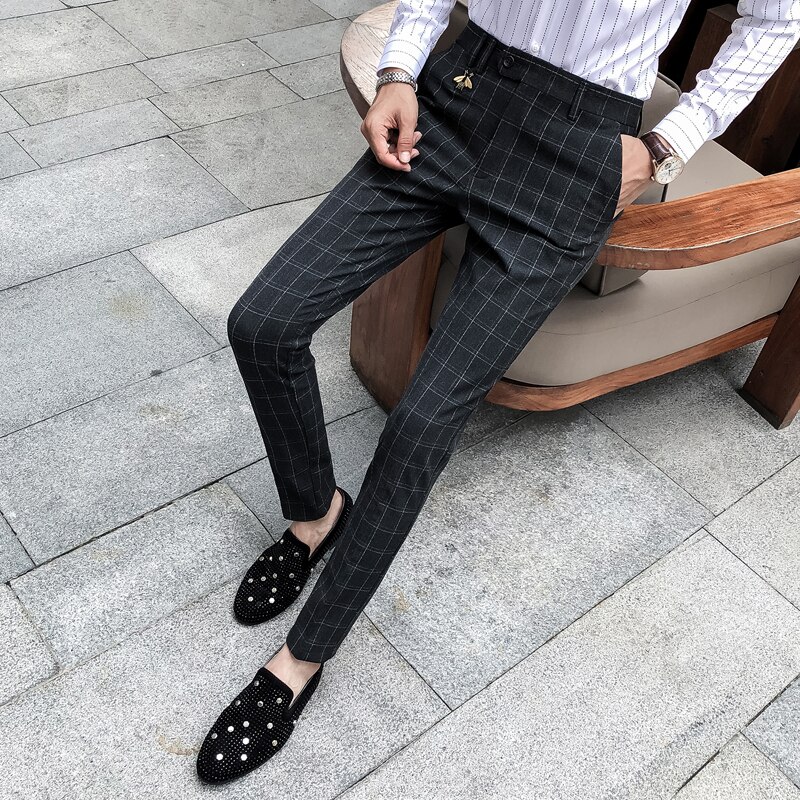 Zomer Plaid Broek Heren Pantalones Hombre Formele Broek Voor Heren Dress Broek Mens Business Vestido Sociale Broek Office Slim