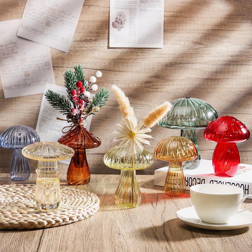 Neue transparente Glas blumen flasche hydro ponik blume Kürbis glasvase Pilz Haupt dekoration Blume