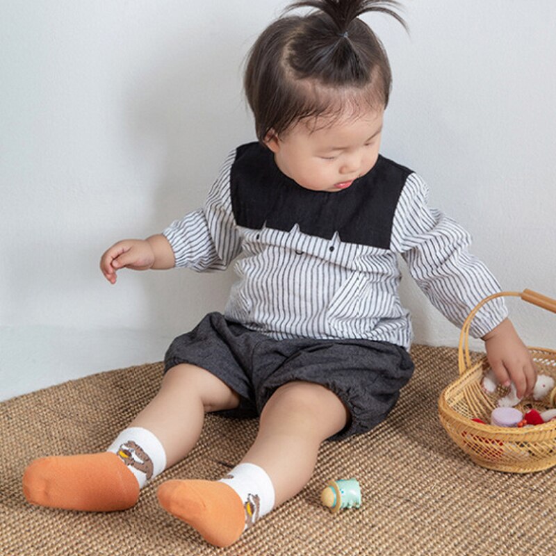 5 paires/lot chaussettes bébé automne hiver chaussettes en coton pour filles garçons dessin animé animaux chaussettes de sol