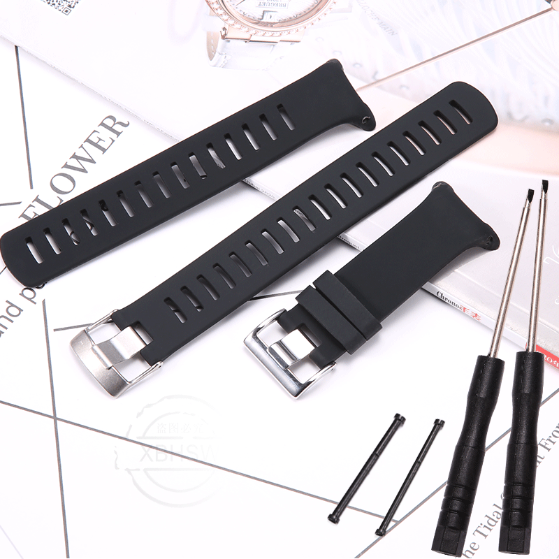 Correa de reloj de repuesto de silicona D4 para Suunto D4 D4i Novo, correa de buceo para hombres y mujeres, pulsera deportiva resistente al agua con hebilla: Negro carbón