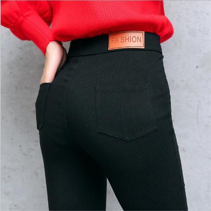 Wkoud vinterbyxor kvinnor tjocka varma fitness leggings guld fleeces fotlösa leggings kvinnliga smala svarta leggings byxor  p8496