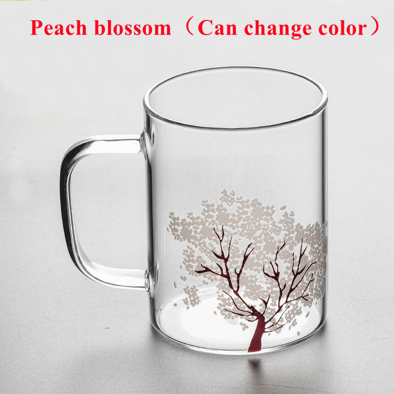 450ml Family Color-changing Glass Beer Mug Home Tea Wine Coffee Mug Water Drinking Glasses Kitchen Juice Milk Beverage Utensil: Peach blossom