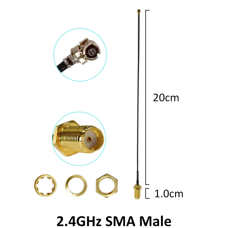 2.4 GHz Antenna wifi 5dBi SMA Male Connector 2.4ghz antena for Router Wi fi Booster +21cm RP-SMA to ufl./ IPX 1.13 Pigtail Cable