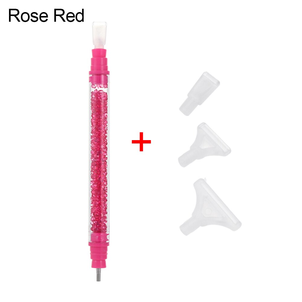 1set Double Head Point Drill Pen Crystal 5D Diamond Painting DIY Arts Crafts Cross Stitch Embroidery Sewing Handmade Accessories: rose red