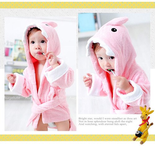 Animal Modelling Bathrobe Baby Flower Bathrobe All Cotton Towel Bathrobe Lion Children Dressing Gown: Pink