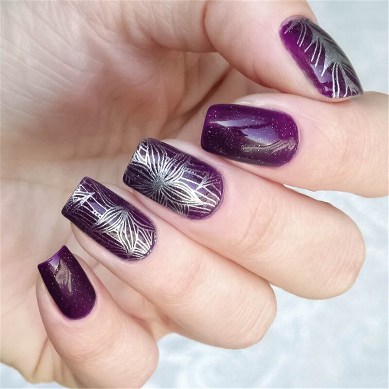 1 Pc Geboren Pretty 12*6Cm Rechthoek Nail Stempelen Template Leaf Tree Nail Stempel Plaat Image Plate BP-L047