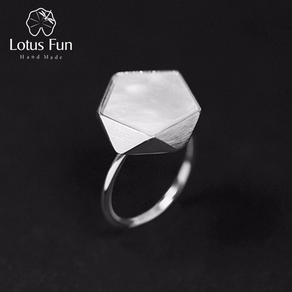 Lotus Fun Real 925 Sterling Silver North European Style Geometric Angles Fine Jewelry Rings for Women