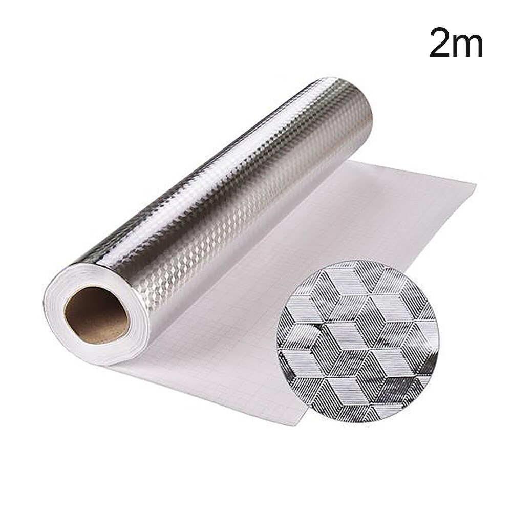 2/3 mroll køkken olietætte vandtætte klistermærker aluminiumsfolie køkkenovnsskab selvklæbende vægfolie klistermærke diy tapet: 2m diamanter