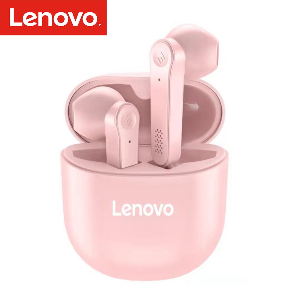 Lenovo PD1 Bluetooth 5.0 Earphones TWS Wireless Headphone Touch Control Semi-in-Ear Earbuds Stereo Bass Music Headset with Mic: 1pc Pink