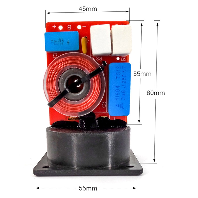 Divisor de Frequência Ajustável de Graves Agudos, Coluna 2 Way, Filtros Crossover de Áudio, 4-6 Polegadas, 4-8 Ohms, 48Hz-20KHz, 80W