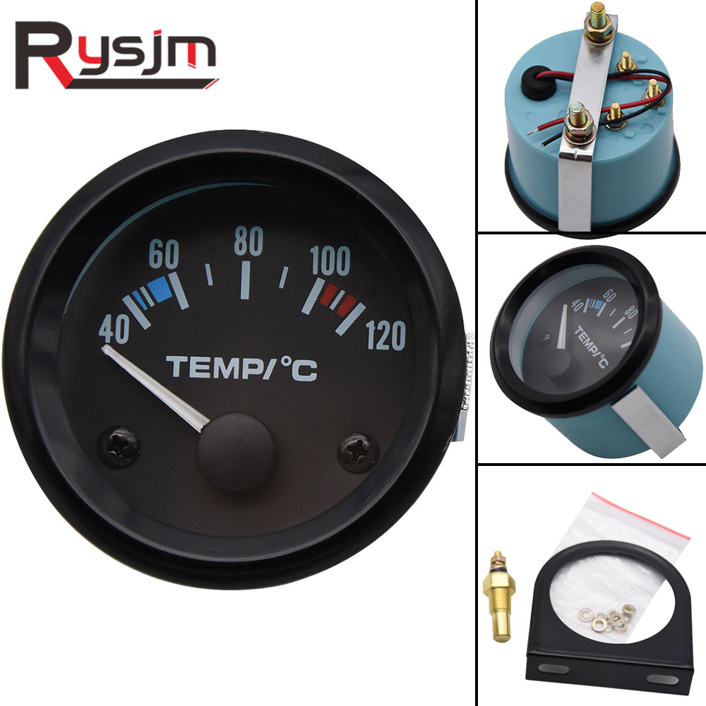 Car Gauge 52mm Water Temp Gauge + water temperature sensor 40~120 Celsius Centigrade Temperature Vehicle Meter Black Shell 12V