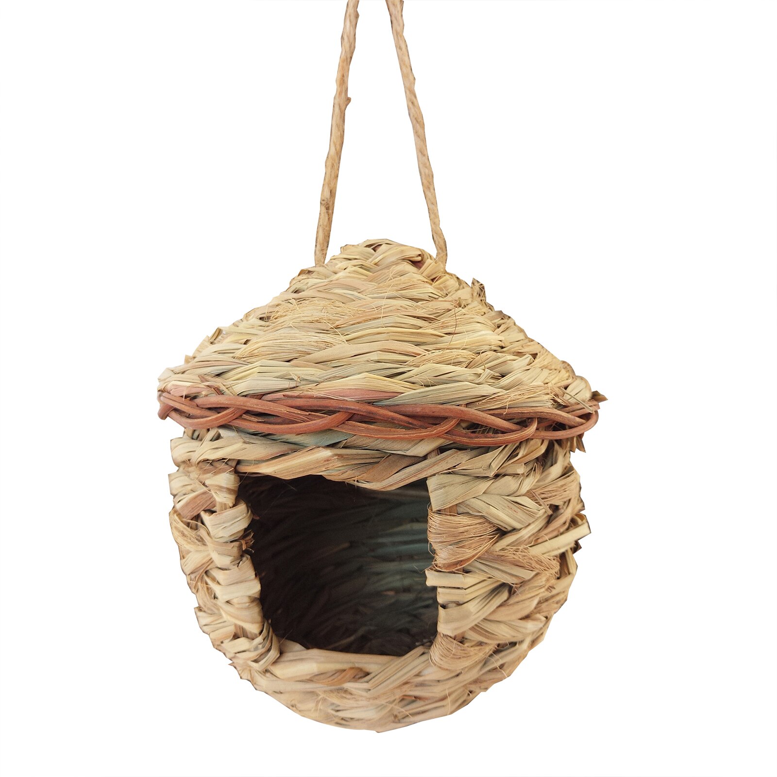 Naturalna trawa ptasie gniazdo koliber Birdhouse na zewnątrz wisząca trawa ręcznie tkane ptasie gniazdo ptasia chata na dekoracja obejścia