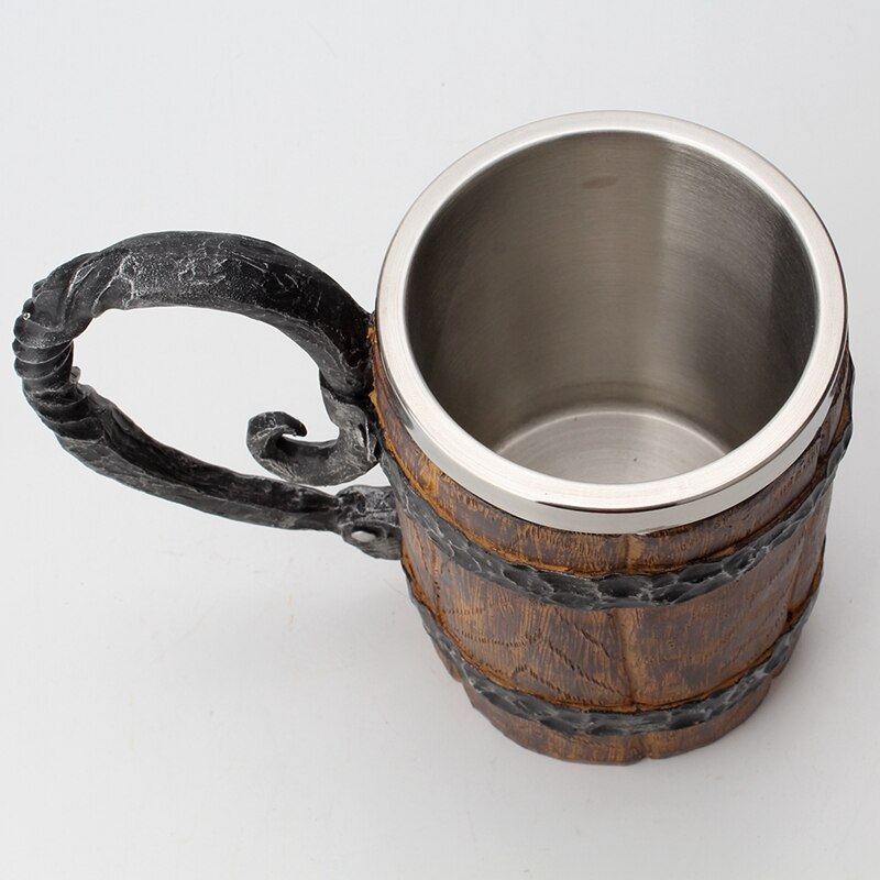 Trefat rustfritt stål harpiks 3d ølkrus beger spill tankard kaffekopp vinglass krus beste fikk  mj714