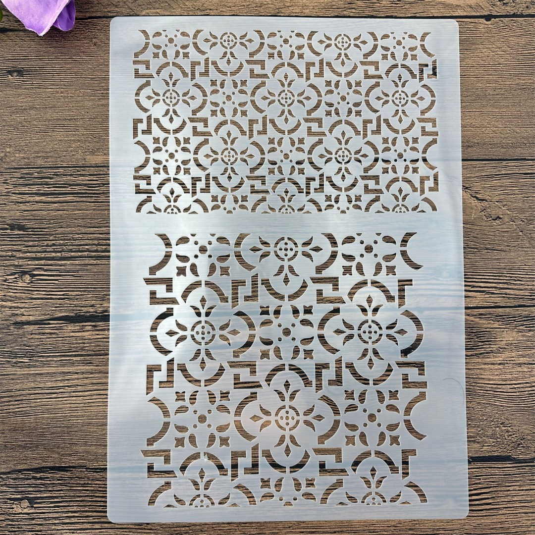 Stencil di design formato A4 per pittura murale Scrapbooking Timbro Album Decorativo Goffratura Carta artigianale Stencil quadrati in mattoni fai-da-te: violet