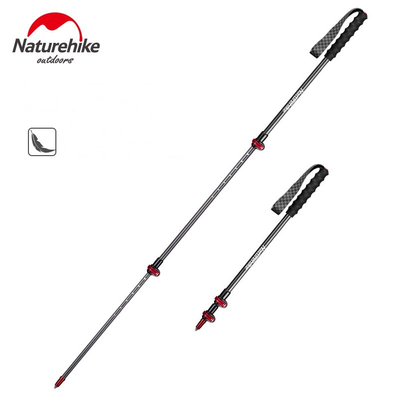 Bastón de Trekking ultraligero de fibra de carbono Naturehike de acero de tungsteno, 3 secciones, bastón para caminar, senderismo, alpinista S135g