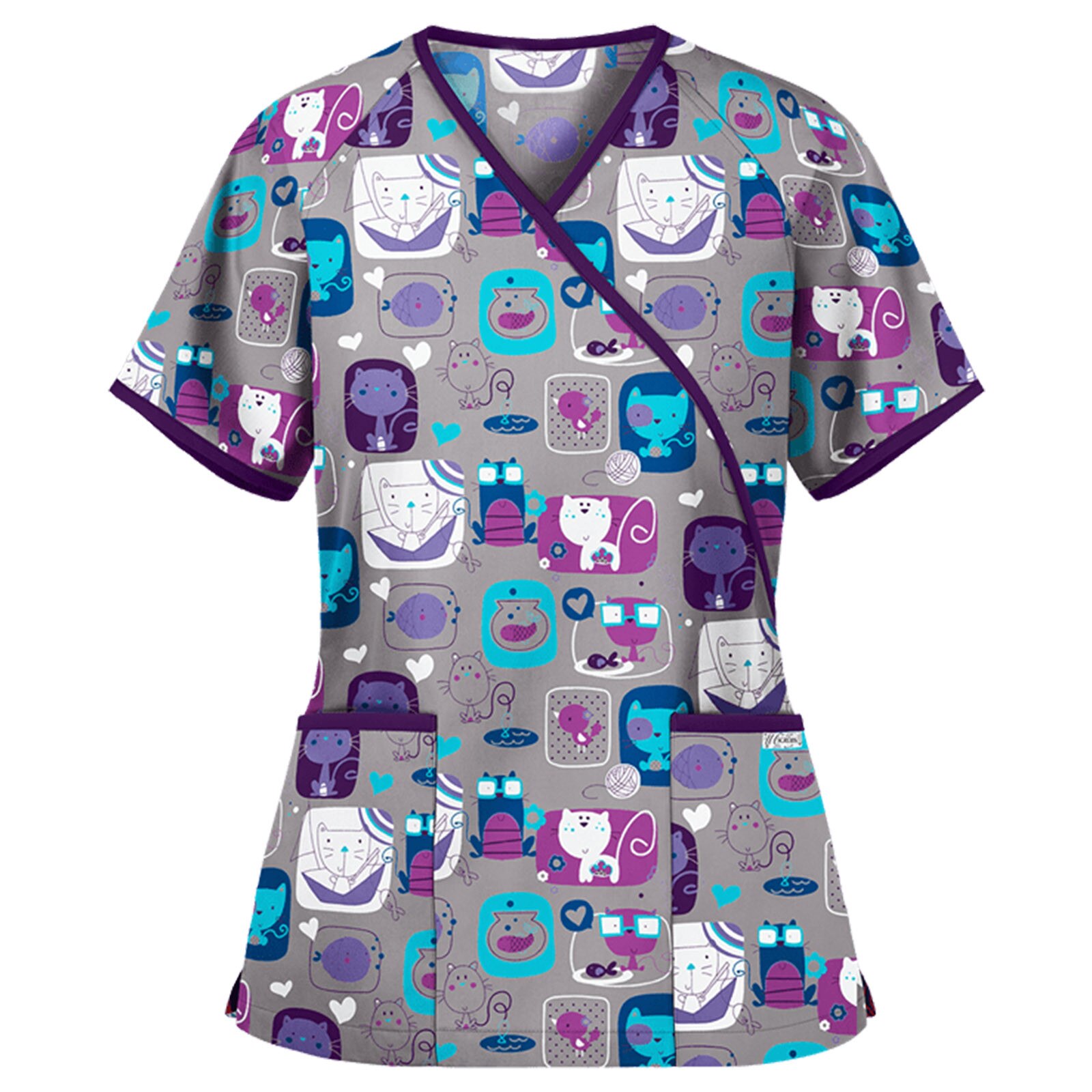 Monos trabajo de peluquería para mujer, uniforme de manicurista con estampado animal, Blusa de manga corta con cuello en V