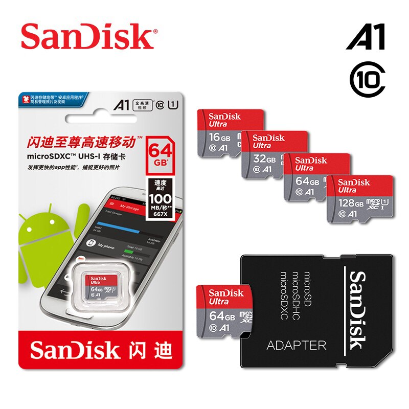 Sandisk Ultra Micro SD 128GB 32GB 64GB 256GB 16G 400GB Micro SD Card SD/TF Flash Scheda di Memoria Della Carta 32 64 128 gb microSD per il Telefono