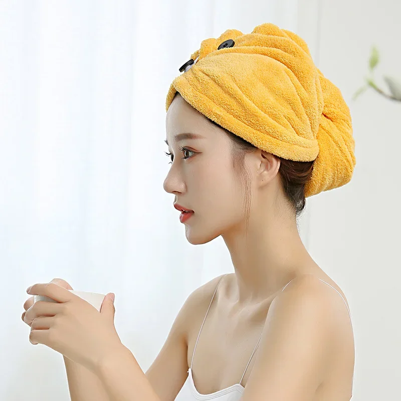 Kvinner mikrofiber håndkle hår håndkle badehåndklær til voksne hjemme frotté håndklær dårlig serviett de douche turban til tørking av hår: Gul