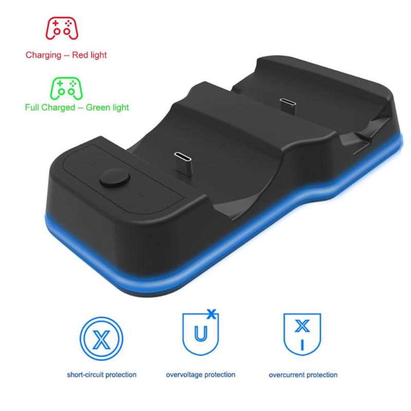 Voor nintendo switch pro-controller, dubbele usb-oplader, draagbaar oplaadstation voor gamecontrollers, standaard voor type-c-poort