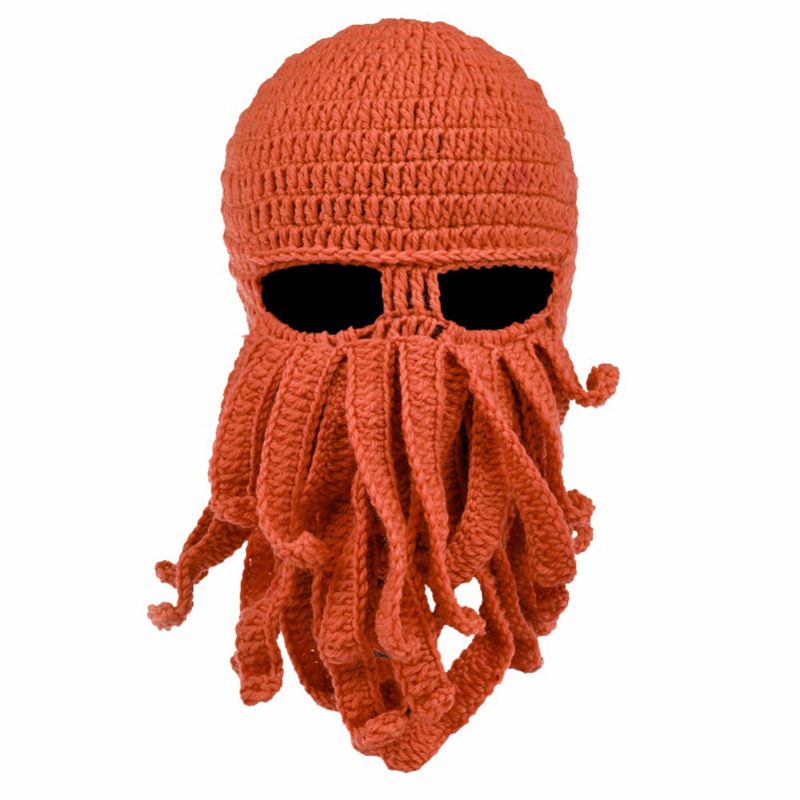 Männer Frauen Kreative Lustige Tentakel Krake Gestrickte Hütte Lange Bart Mütze Kappe Sturmhaube Winter Warme Halloween Kostüm Cosplay Maske