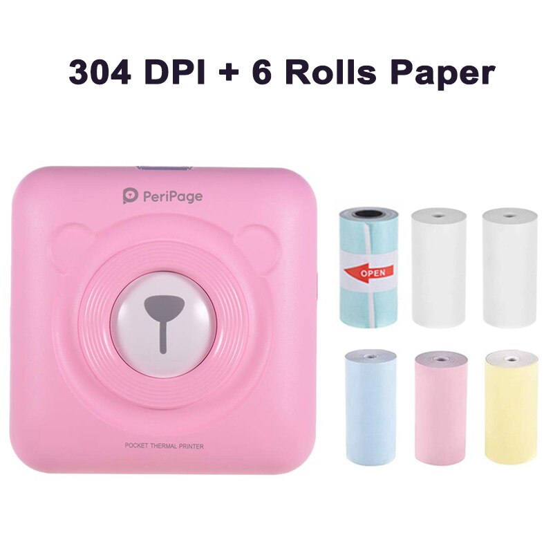 Peripage Foto Pocket Mini Thermische Printer 304 Dpi 58Mm Thermische Bluetooth Portable Mobiele Telefoon Printer Voor Android Ios: 304PK 6 Mixed