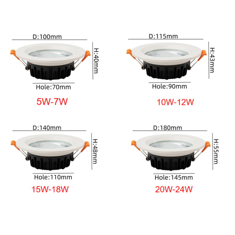 Indbygget blændfri led-cob-spotlight 7w 18w 24w dæmpbar 110v 220v lofts-downlight 5w 7w 10w 12 wtil entré, arbejdsværelse, butiksbelysning