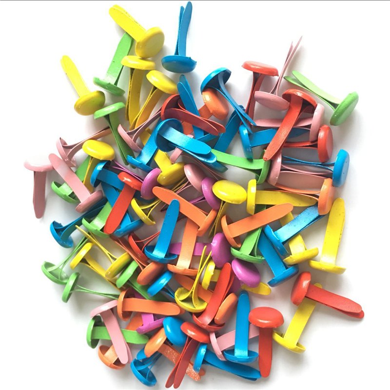 Brads métalliques de couleurs mélangées 8x17mm, 100 pièces, pour Scrapbooking, embellissement, fixation, Rivets en émail, fabrication de cartes