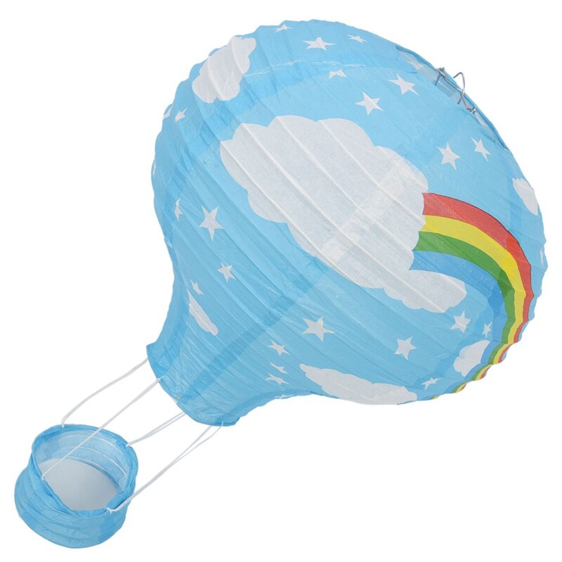 2 uds. Globo aerostático de papel de 12 pulgadas linterna pantalla techo decoración del banquete de boda, Arco Iris azul y arco iris blanco