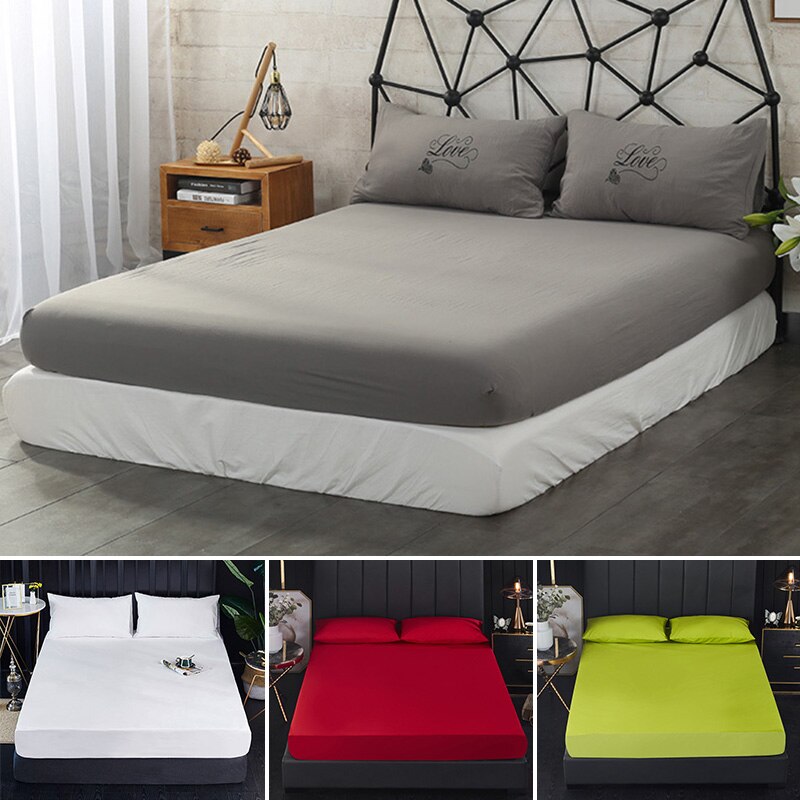 1Pc Waterdichte Matrashoes Voorzien Laken Pad Protector Effen Kleur Sprei Koningin/Koning Twin Matras Cover Protector