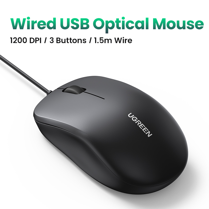 UGREEN USB Wired Mouse with Ergonomic 1200 DPI 3 Buttons Mouse for Laptops and PCs: Default Title