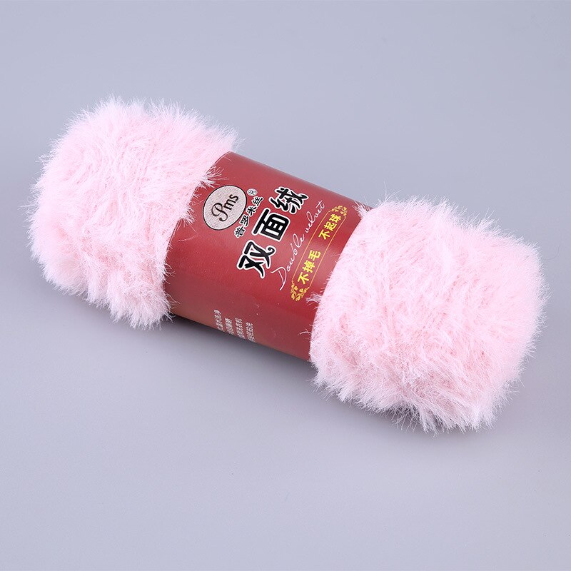 100g/ pelotes de fil à tricoter à la main double face à poils longs en vison doux et cachemire, 100%  fils à crocheter en nylon  jk497 fausse fourrure, corail et velours: 10