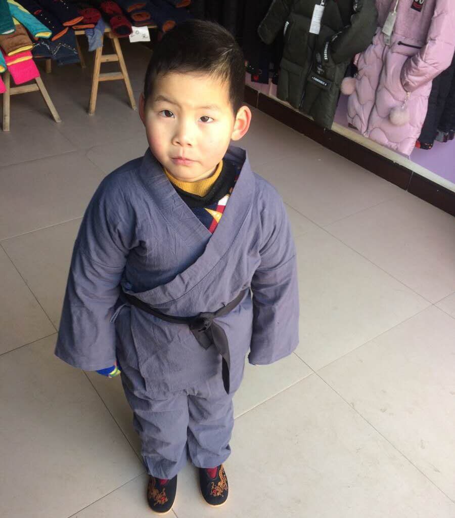 Ropa de monje pequeño para niños, traje Tang de templo Shaolin, batas de algodón y lino para bebé, uniforme de Kung Fu de rendimiento: clothes / 130