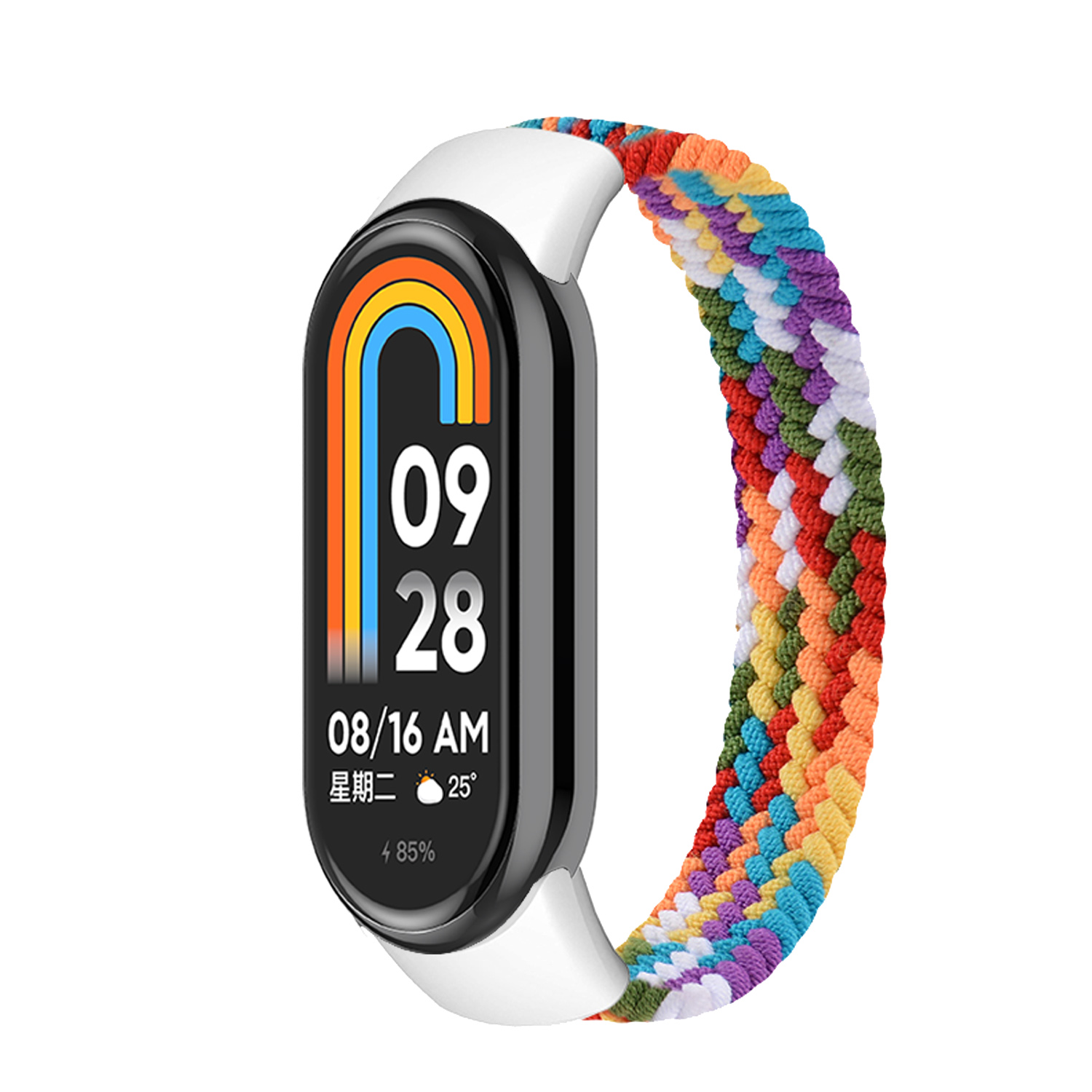 Braided Solo Loop for Xiaomi Mi Band 9 Strap Replacement accessories Elastic Nylon Watchbands correa bracelet for Miband9 8 NFC: silver / 7 Inches & Above