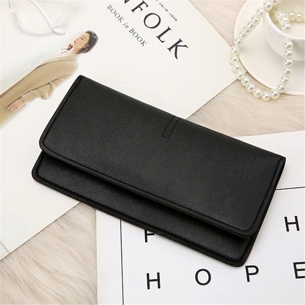 Style Women Purse Europe And America Simple Ultra-thin Wallet Coin Card Phone Holder Soft Leather Female Clutch Bag: black