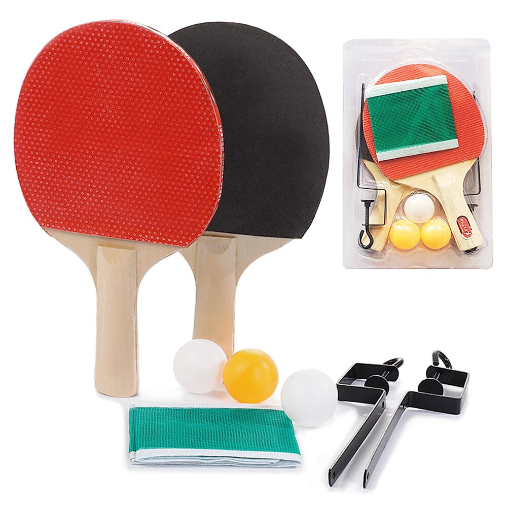 Portable Retractable Ping Pong Post Net Rack Ping Pong Paddles Table Tennis Rackets Set Ping Pong Training Adjustable