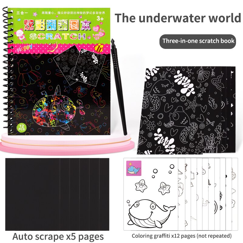 Una varietà di stili Magic Rainbow Art Paper Card set up graffiti template disegno stick fai da te arte pittura giocattoli palestra per bambini: Underwater world