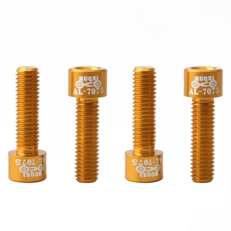 4pcs/lot Bicycle Handlebar Stem Screw Aluminum Alloy M5*17Mm Mountain Road Fixed Gear Stem Riser Bolts Bike Accessories: 4pcs gold