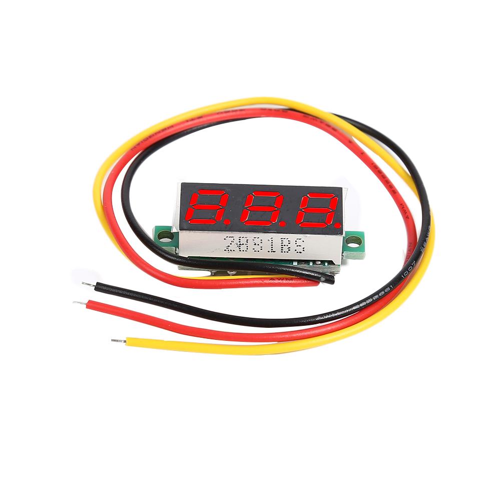 Mini medidor de voltaje con pantalla LED de 3 cables, herramienta de voltímetro de 0-100V de CC, 0,28 pulgadas, 40v 4,0-2 cables de voltaje operativo, cable de 4,0-40V: Rojo
