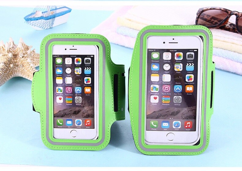 Universele outdoor sport telefoonhouder, armbandhoes voor samsung, sportschool hardloop telefoontas, armbandhoes voor iphone xs max voor samsung: Groen l
