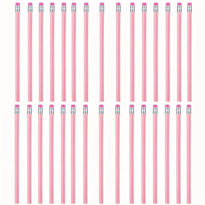10/20/30 stuks houten roze bruiloft potlood met gum, Hb potlood voor school, kunst, kantoor, tekenen, schetsen, leren: Rood