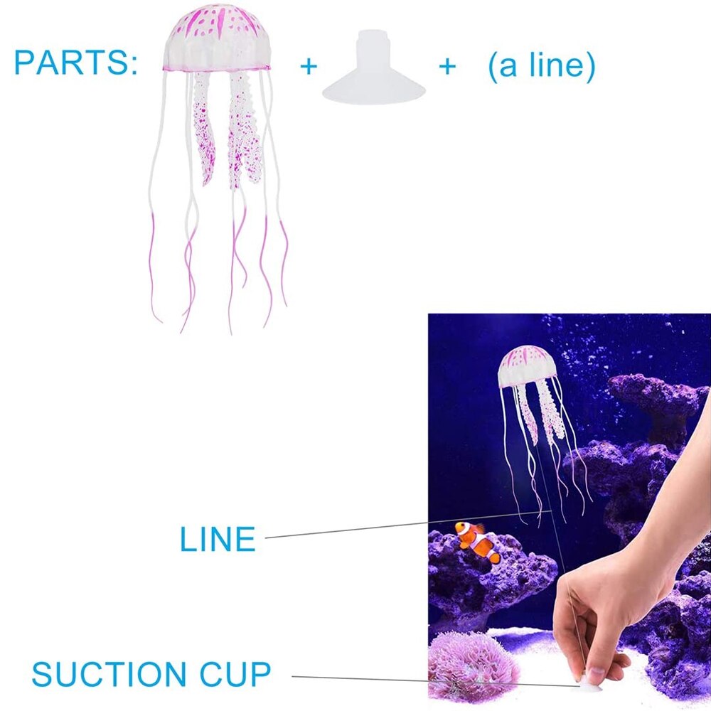 Fluorescent Kunstmatige Kwallen Voor Aquarium Fish Tank Decoratie Niet Giftig Siliconen Kwallen Ornamenten Onderwater Accessoires